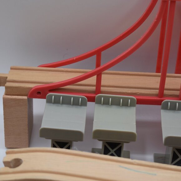 Lot of over 60 Tracks Curves Ramps Straights Ascending Wooden Railway Trains - Picture 2 of 16